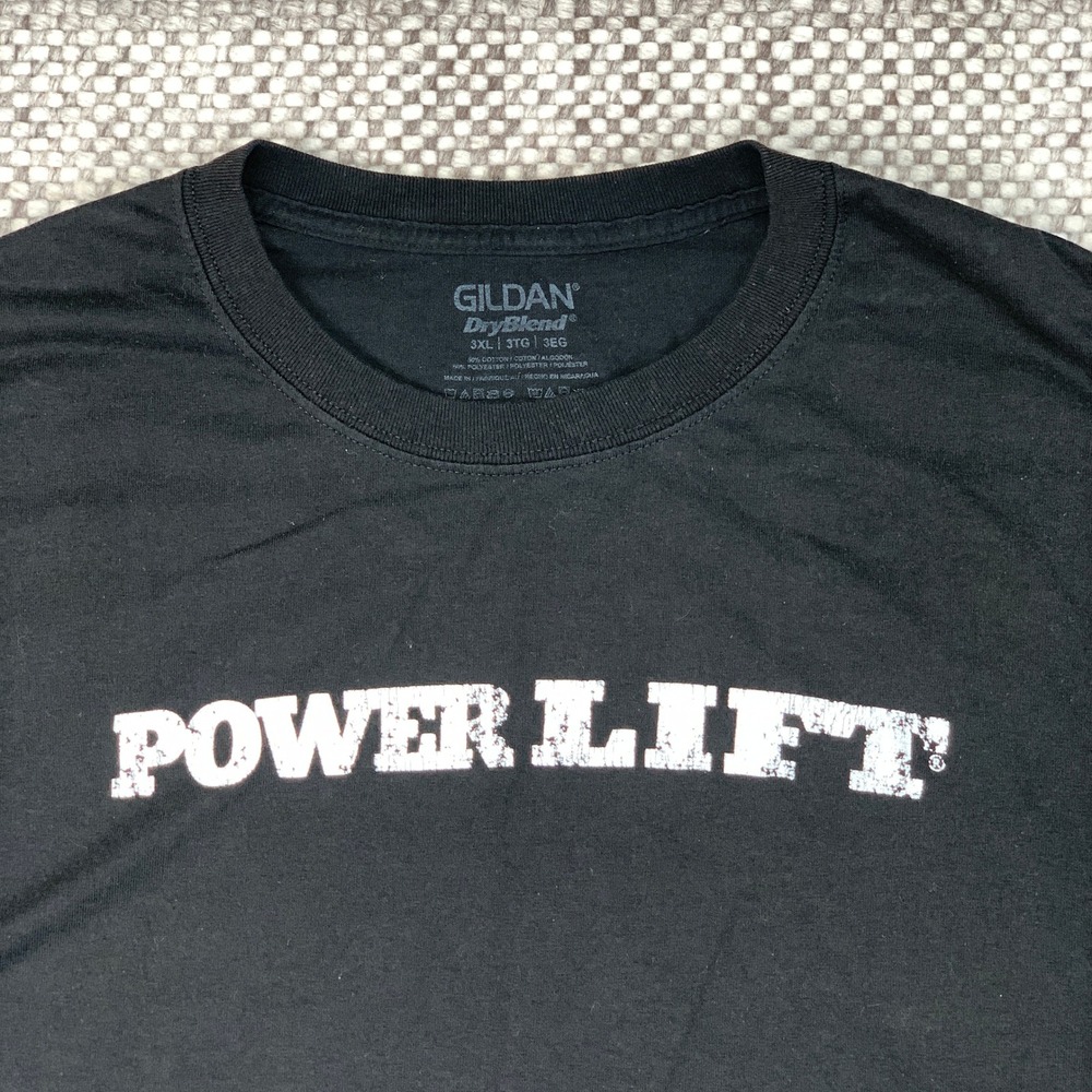 Gildan Power Lift T Shirt Mens 3XL Black Graphic Gym Workout DryBlend Tee